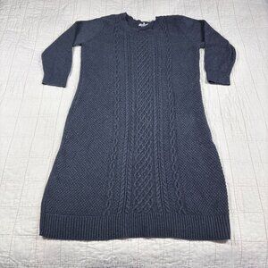 Caslon Womens M Cable Knit Sweater Dress Cotton Blend Dark Grey Basics Career